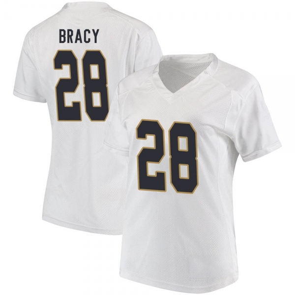 TaRiq Bracy Notre Dame Fighting Irish NCAA Women's #28 White Game College Stitched Football Jersey LCT3655XX